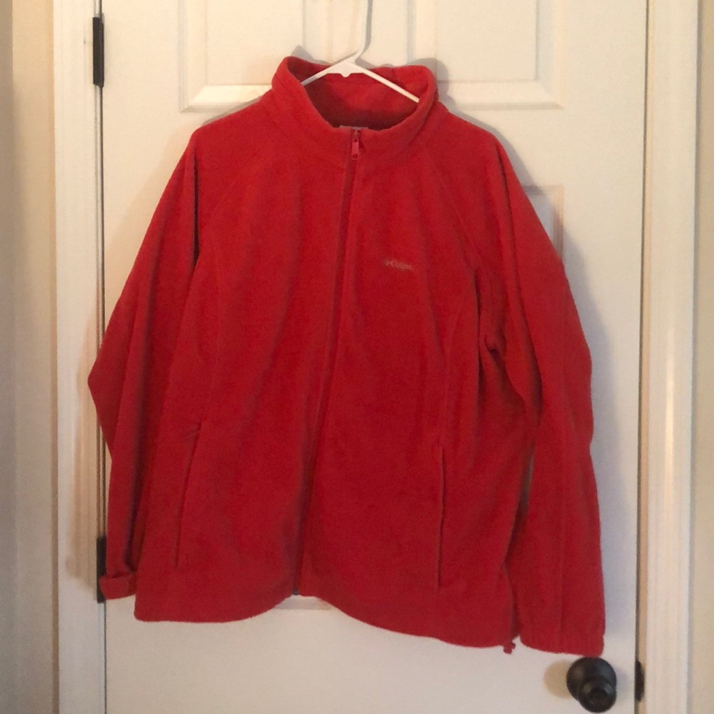 Columbia-  cherry red fleece Athletic zip up.